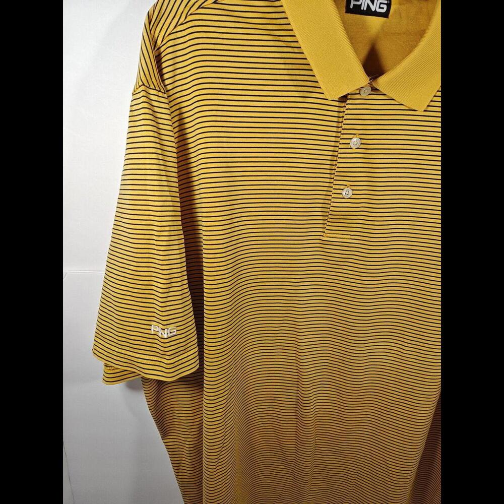 Ping Golf Polo Men's Size 2XL Yellow With Black Stripes Hollow Creek Club - Picture 2 of 6